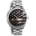 Penciled Flag Stainless Steel Watch